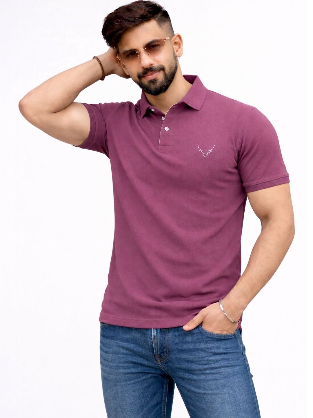 AVRIE Men Brand Logo Polo Collar T-shirt