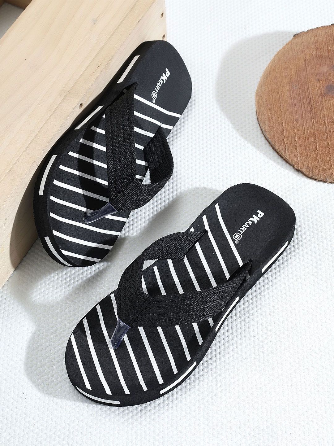 PKKART Men Striped Thong Flip-Flops