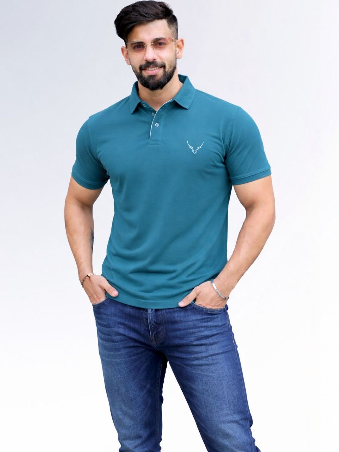 AVRIE Men Brand Logo Polo Collar T-shirt