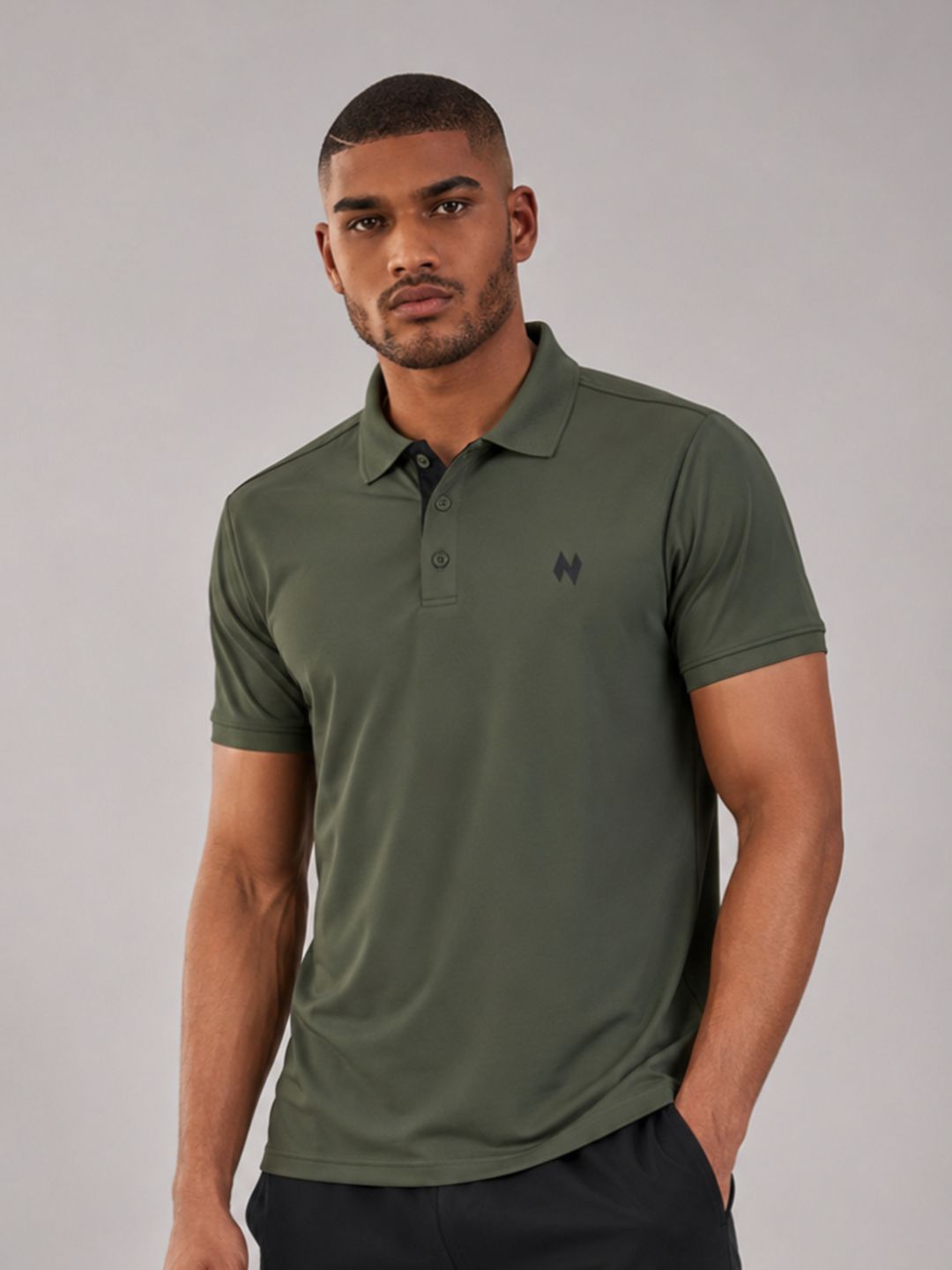 HUMAN SPIRIT Men Brand Logo Polo Collar T-shirt