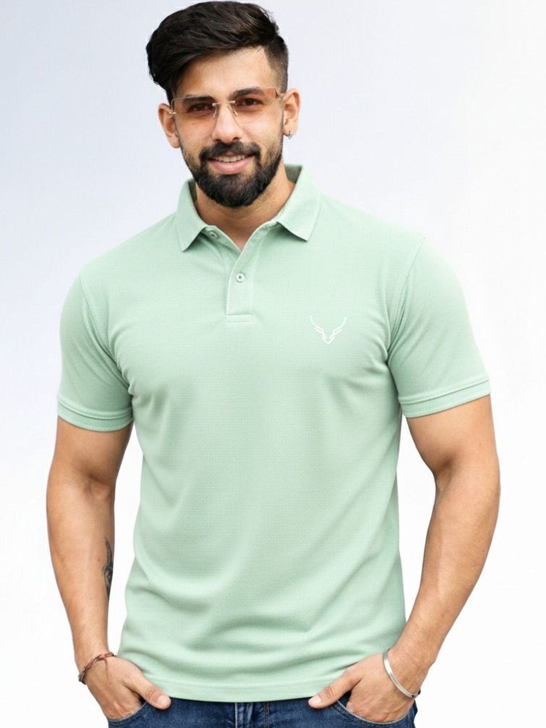 HANABY Lime Green Polo Collar T-shirt