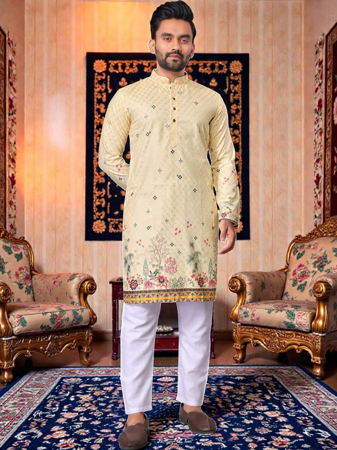 MAITHILI CREATION Men Floral Printed Indie Florals Kurta