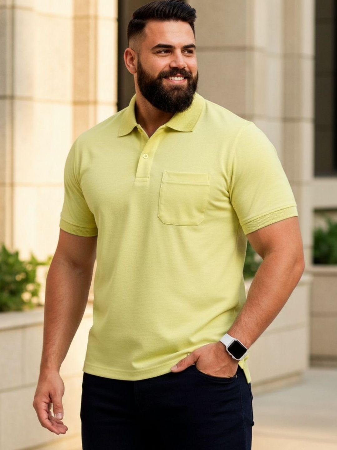 SAIKSA FASHION Men Polo Collar Pockets T-shirt