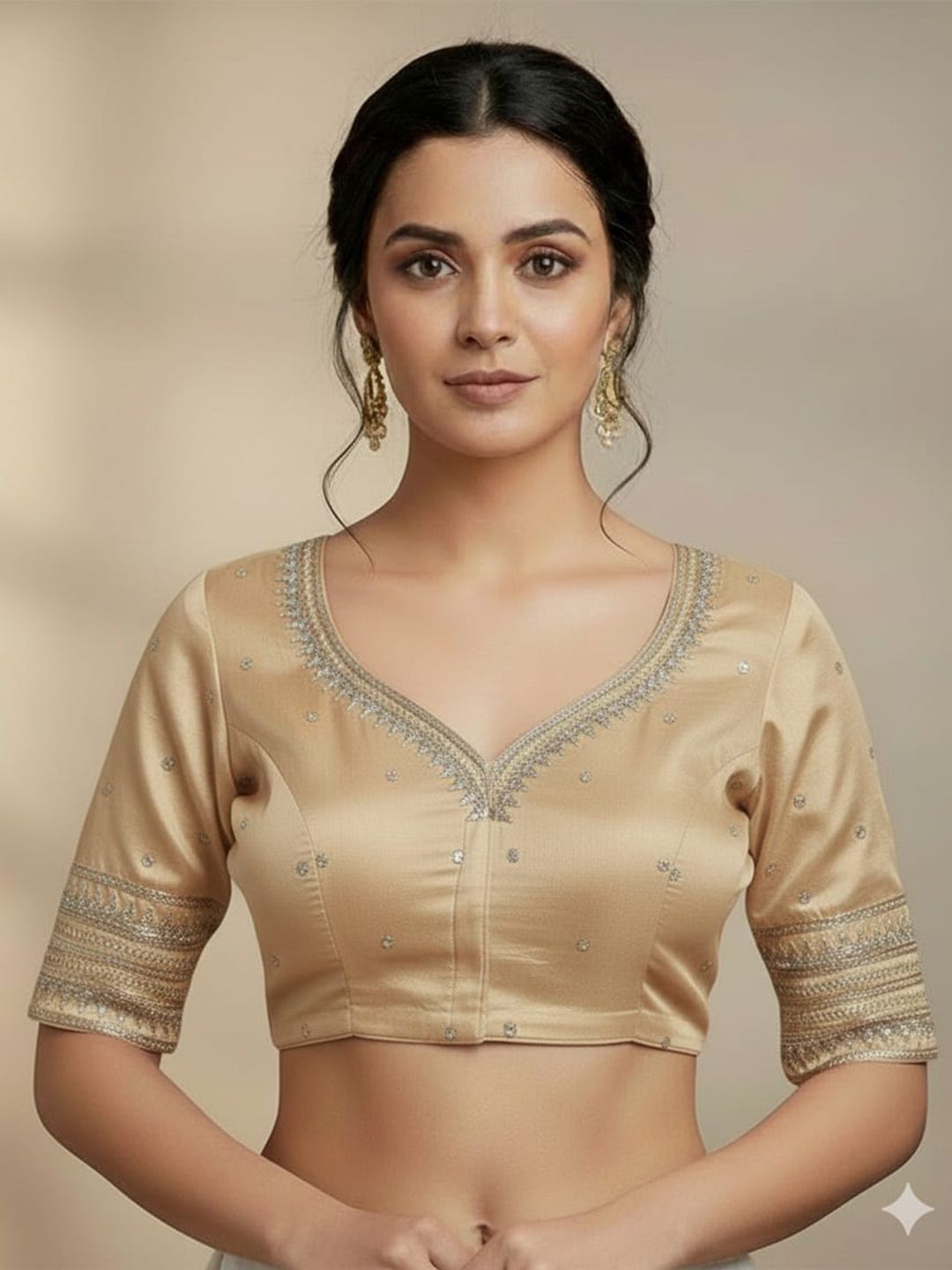 Apexaura Silk Embroidered Sequinned Saree Blouse