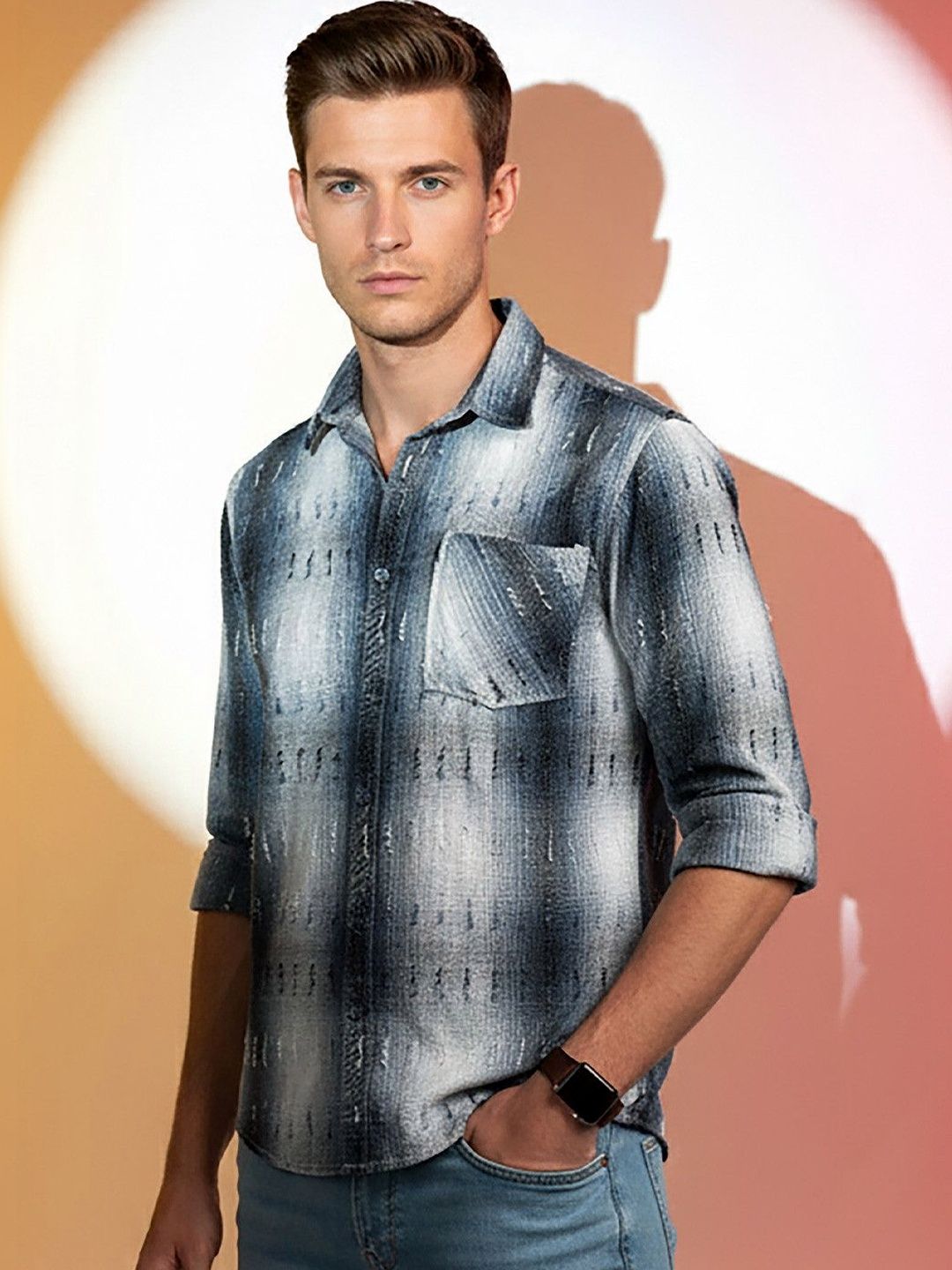 Beyoung Men Frayed Check Shirt