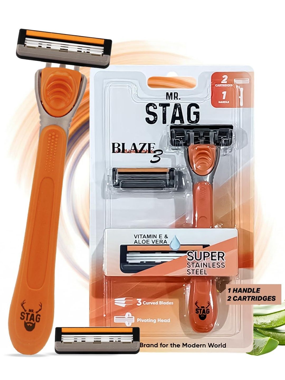 MR. STAG MR. STAG Blaze3 Razor With 3 Blades, Aloe Strip & 2 Cartridges