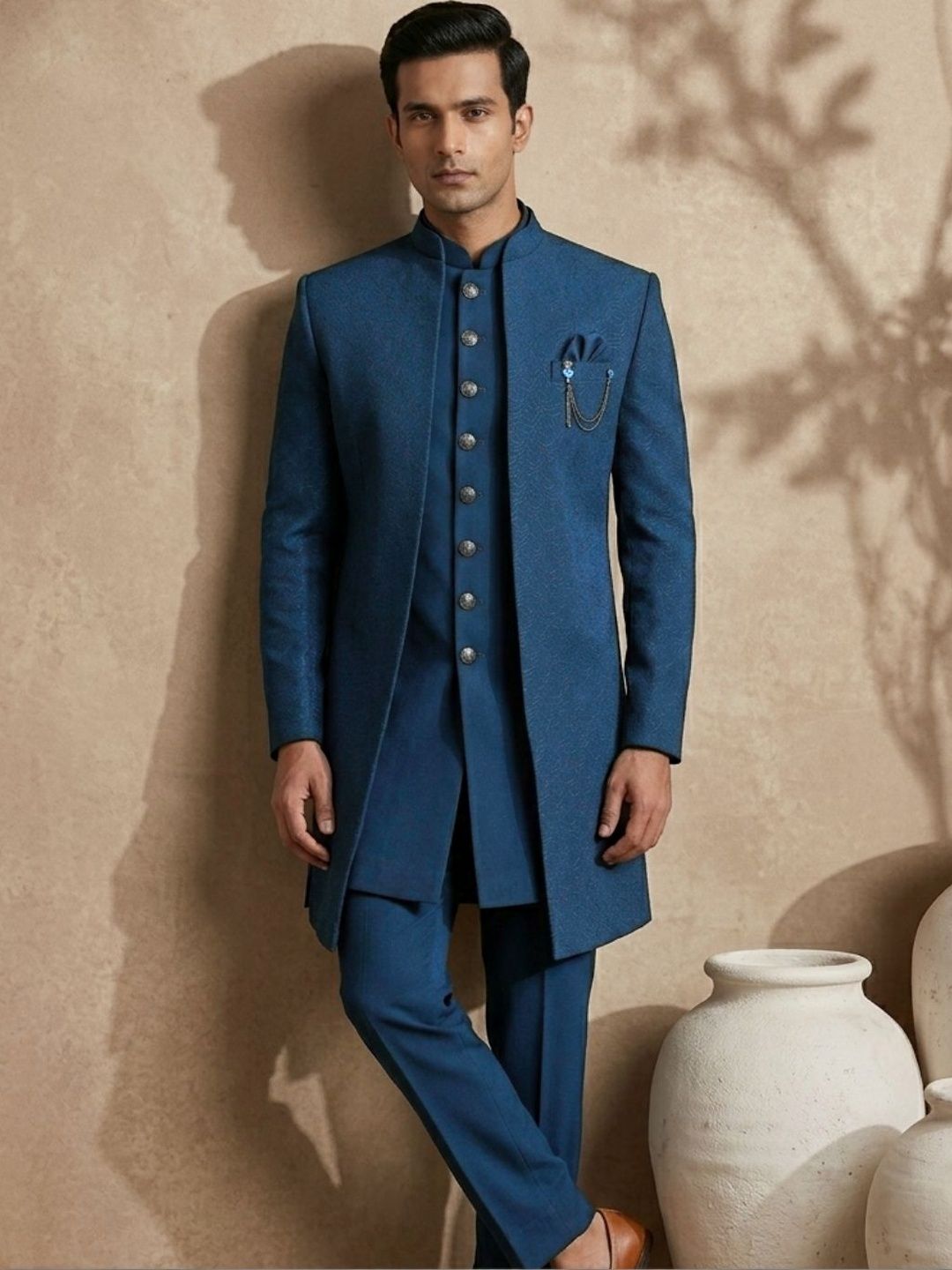 TRIANGLE Jodhpuri Self-Designed Long Sleeves Sherwani