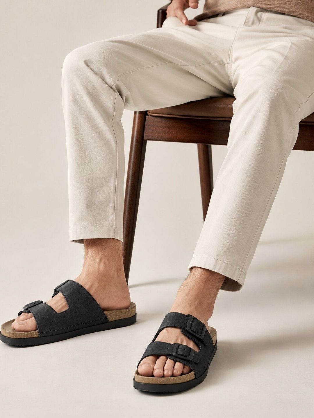 San Frissco Men Casual Slip On Comfortable PU Footbed Anti Slip Lightweight Sandals