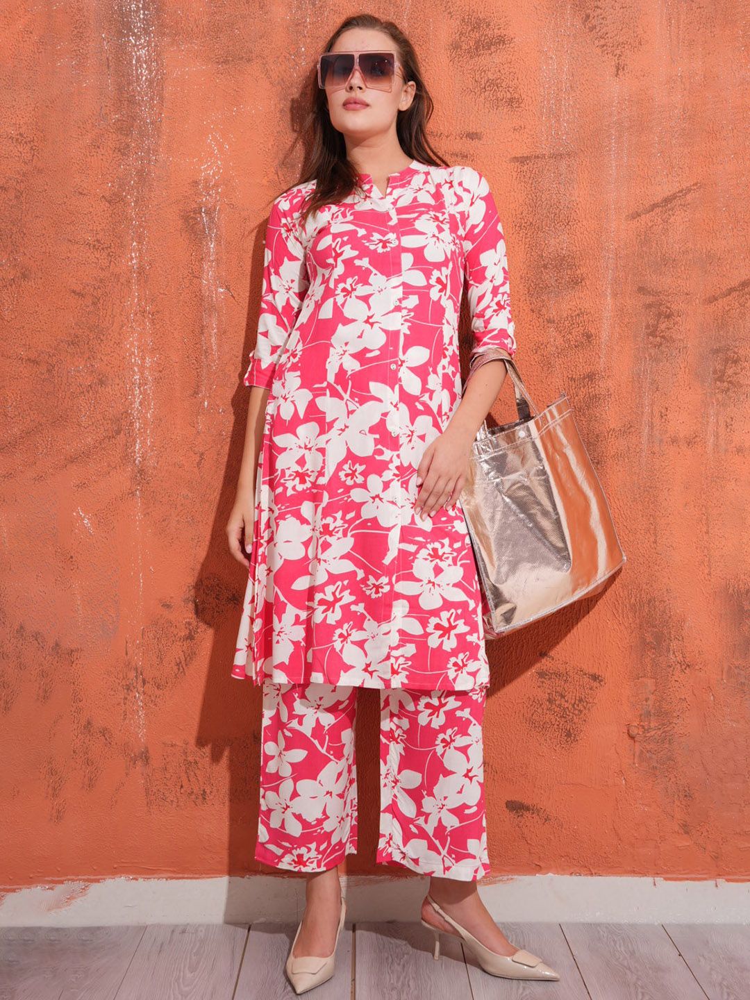 Minelli Floral Printed Tunic with Palazzos