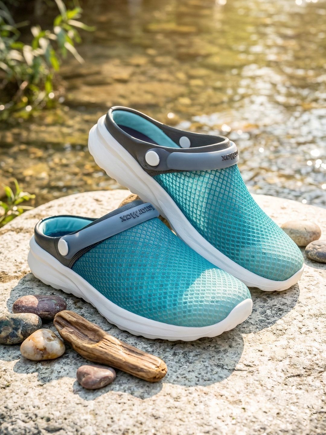 KazarMax Men Teal Green Mesh Comfort Fit Lightweight Clogs Sandal with Backstrap