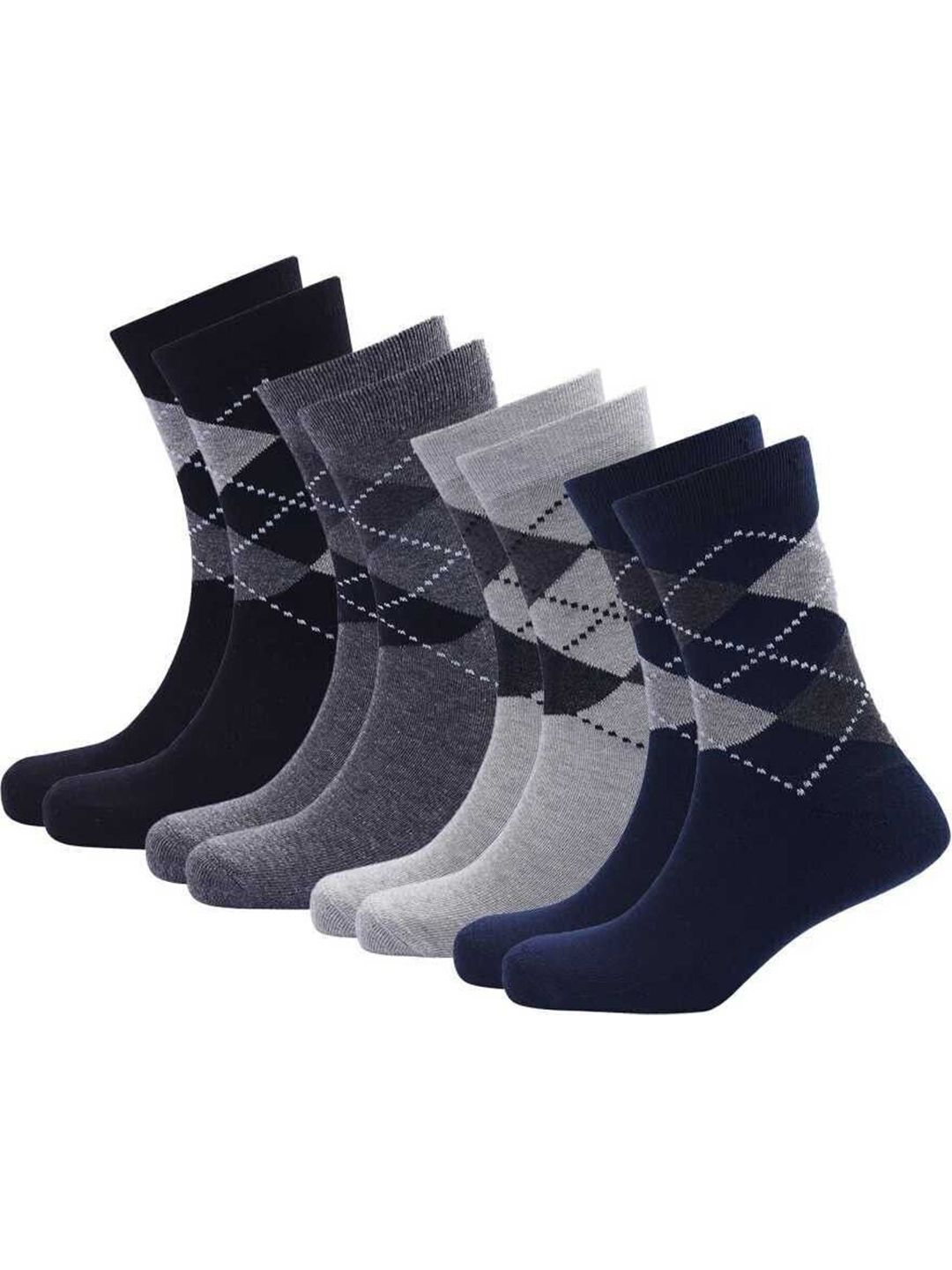 Blacktank Men Pack of 4 Cotton Patterned Calf Length Socks