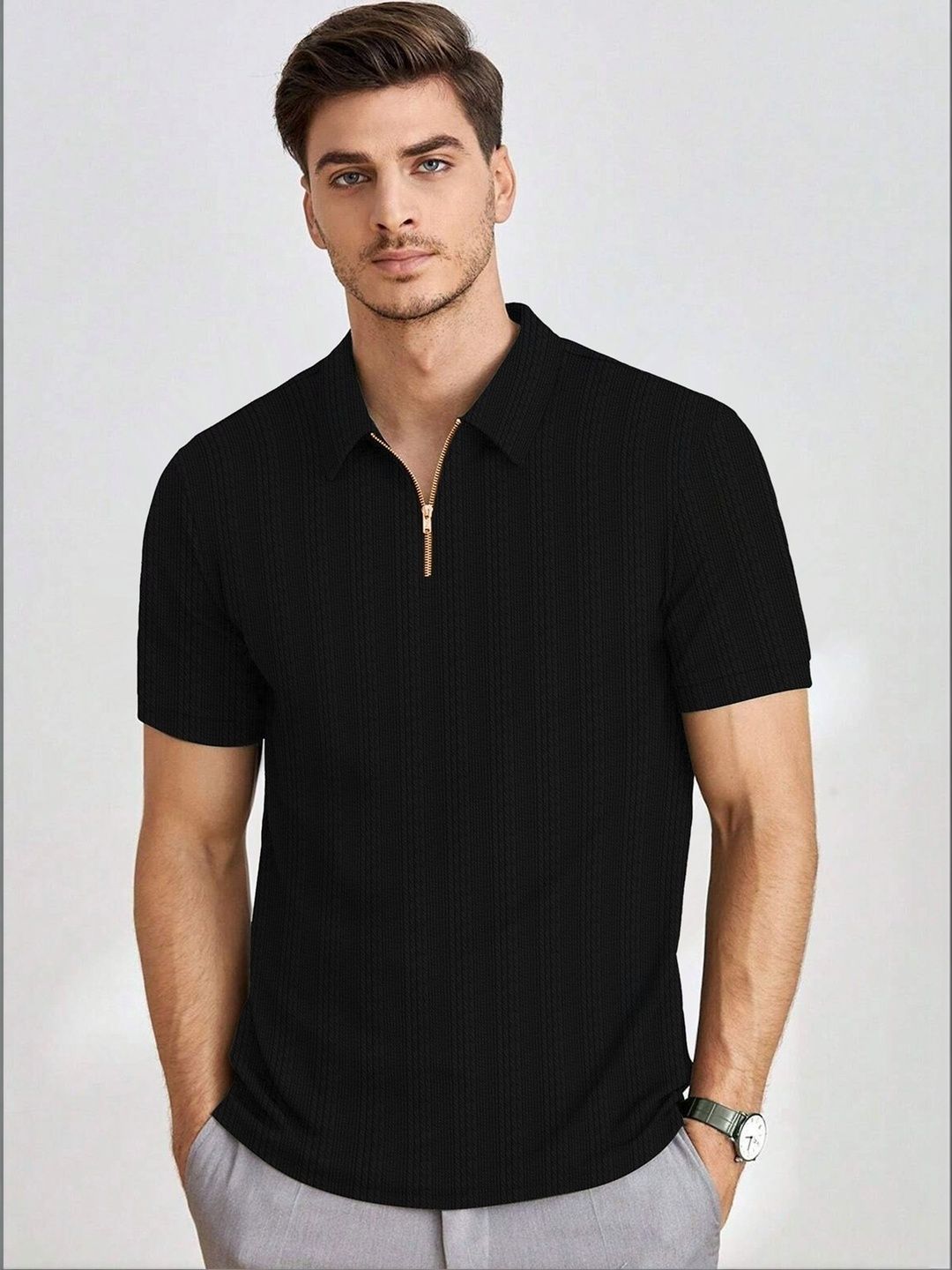 HERE&NOW Men Polo Collar T-shirt