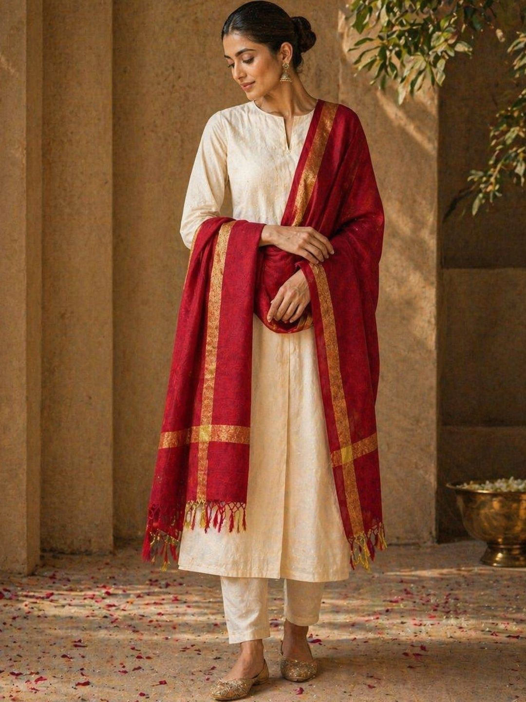 STUTI FASHION Woven Design Dupatta with Zari