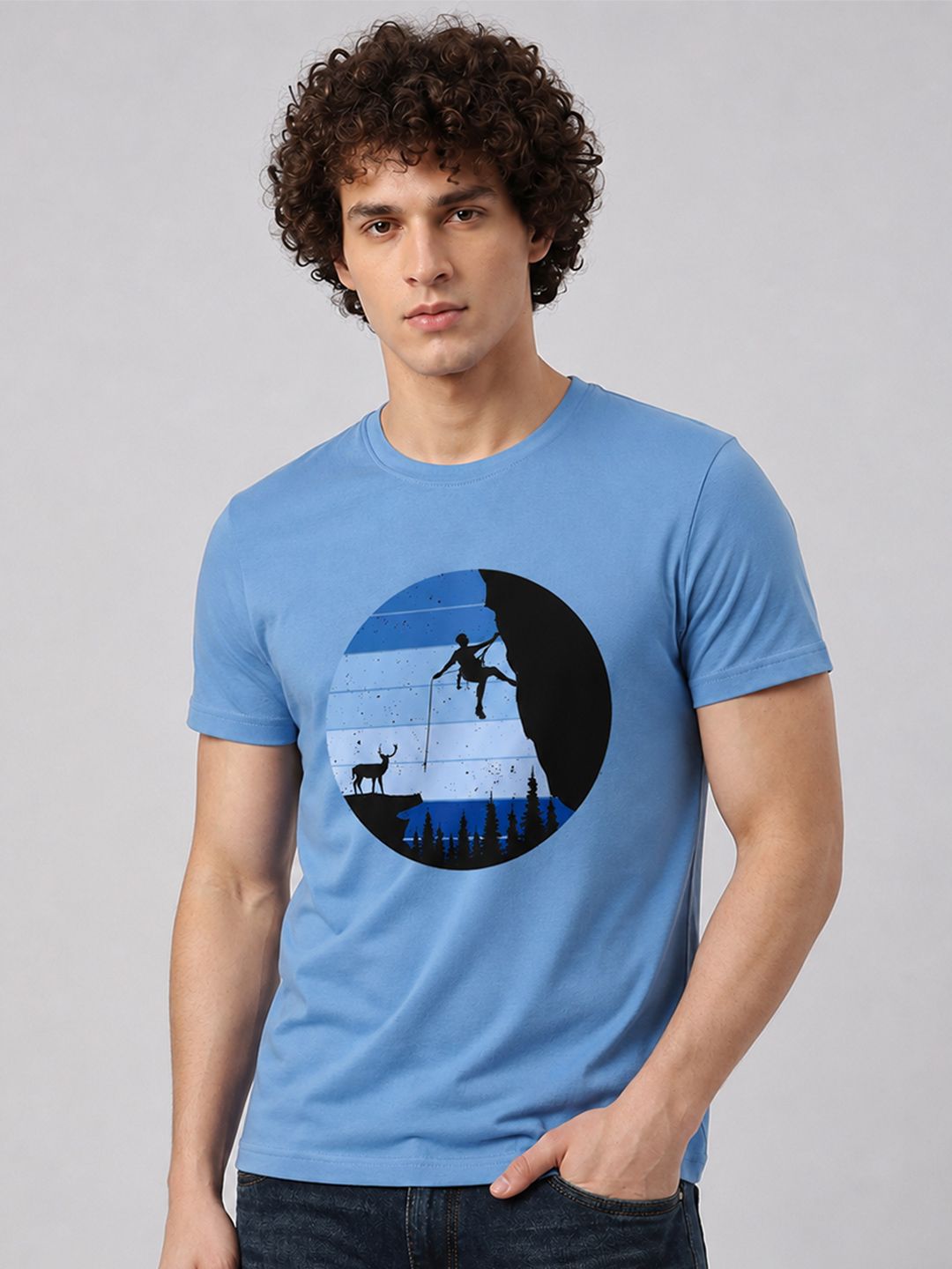 The Roadster Lifestyle Co Printed Cotton Round Neck T-shirt