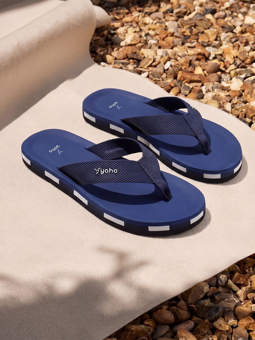 yoho Men Blue Rubber Thong Flip Flops