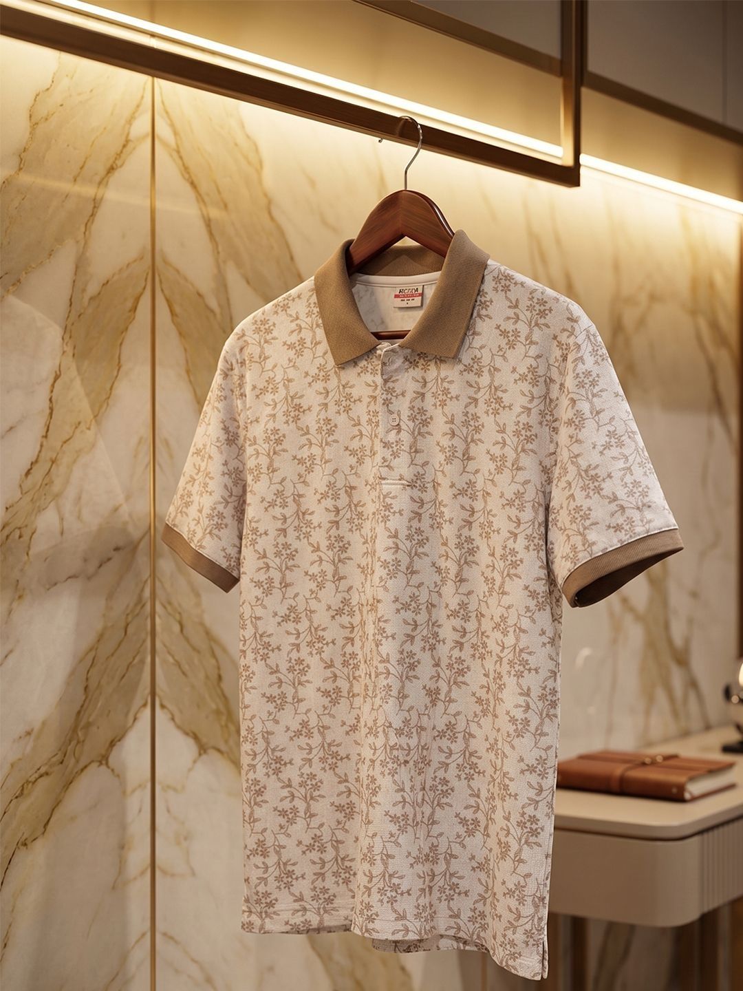 HERE&NOW Men Floral Printed Polo Collar T-shirt