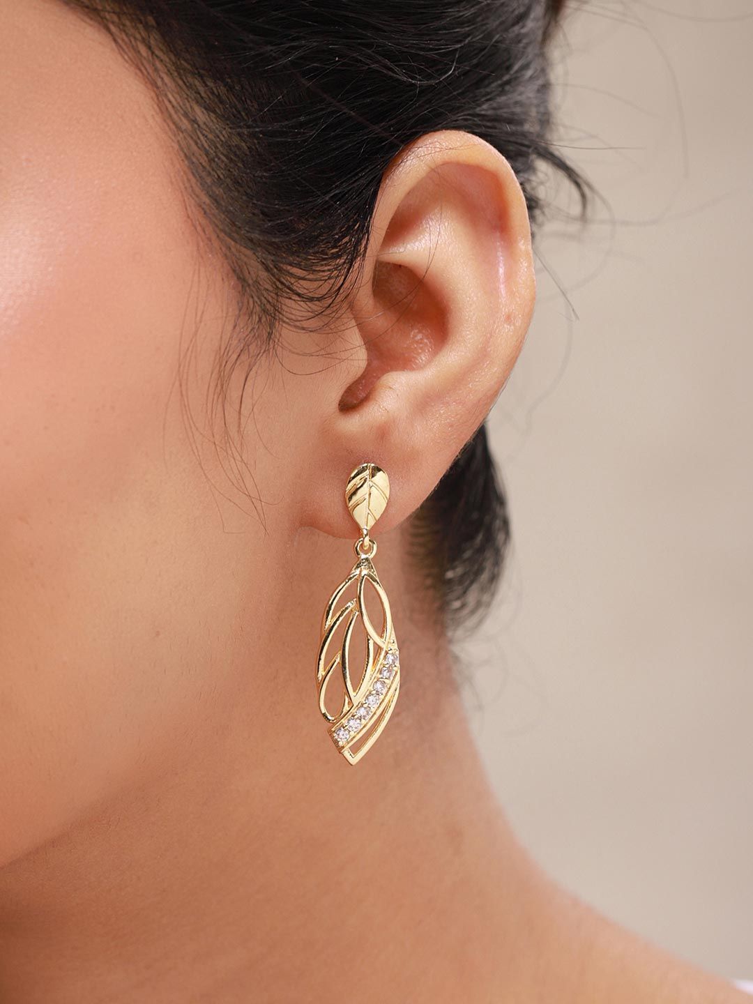 Verdora Twist Dangle Earrings Voylla Leaf Shaped Drop Earrings