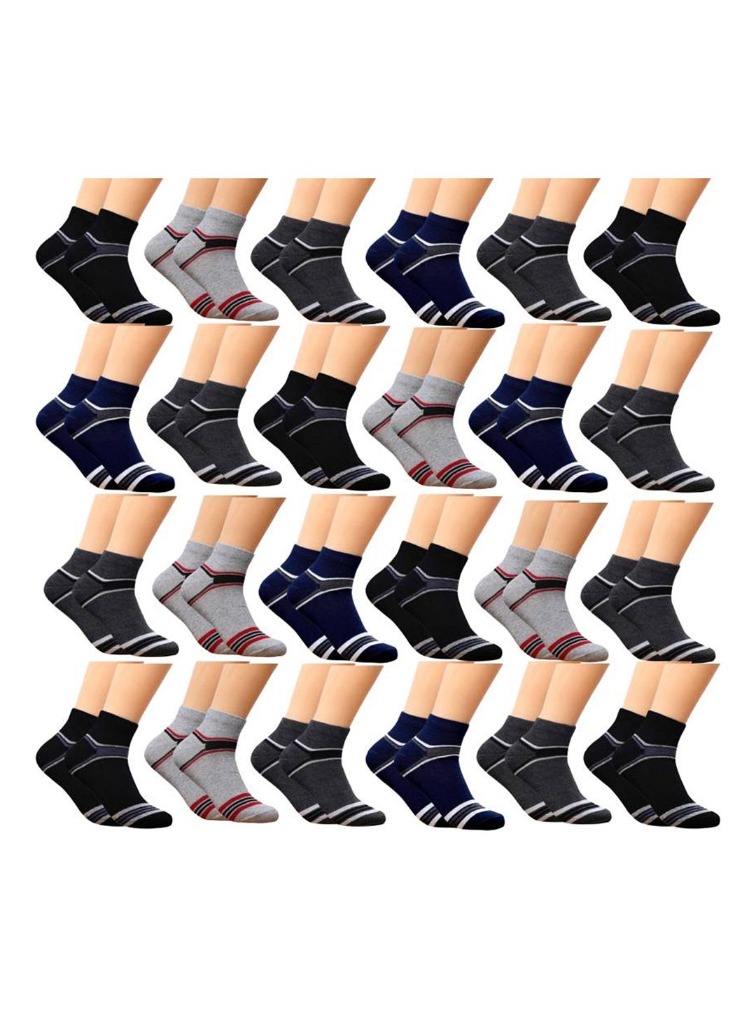 VAPINDIA Men Cotton Striped Ankle Length Socks