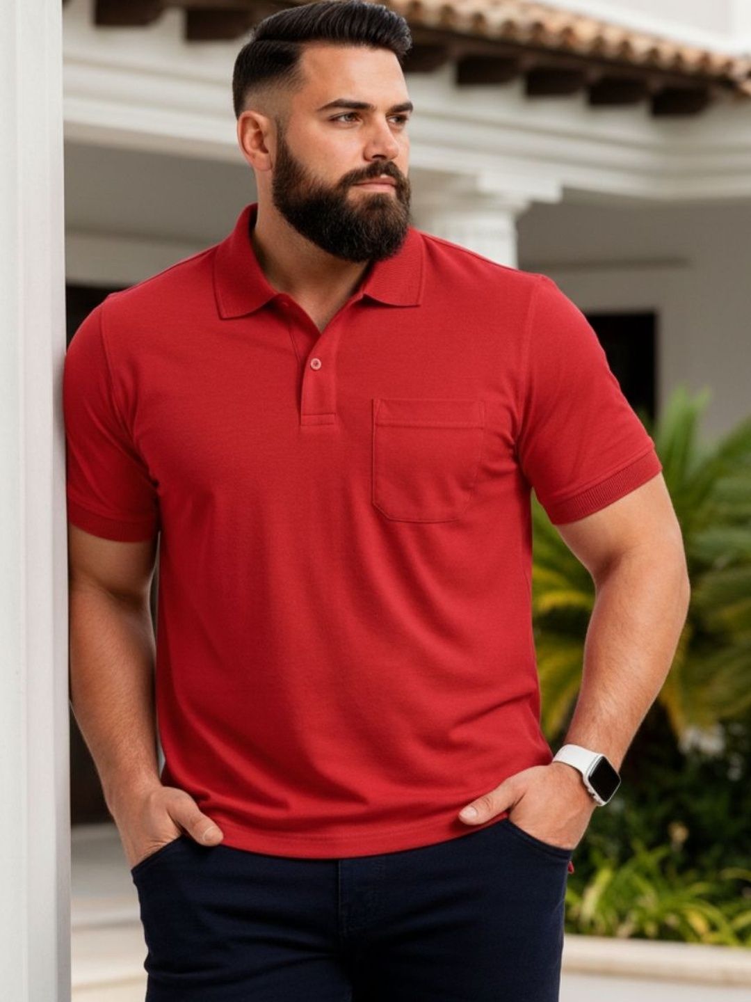 SAIKSA FASHION Men Polo Collar Pockets T-shirt