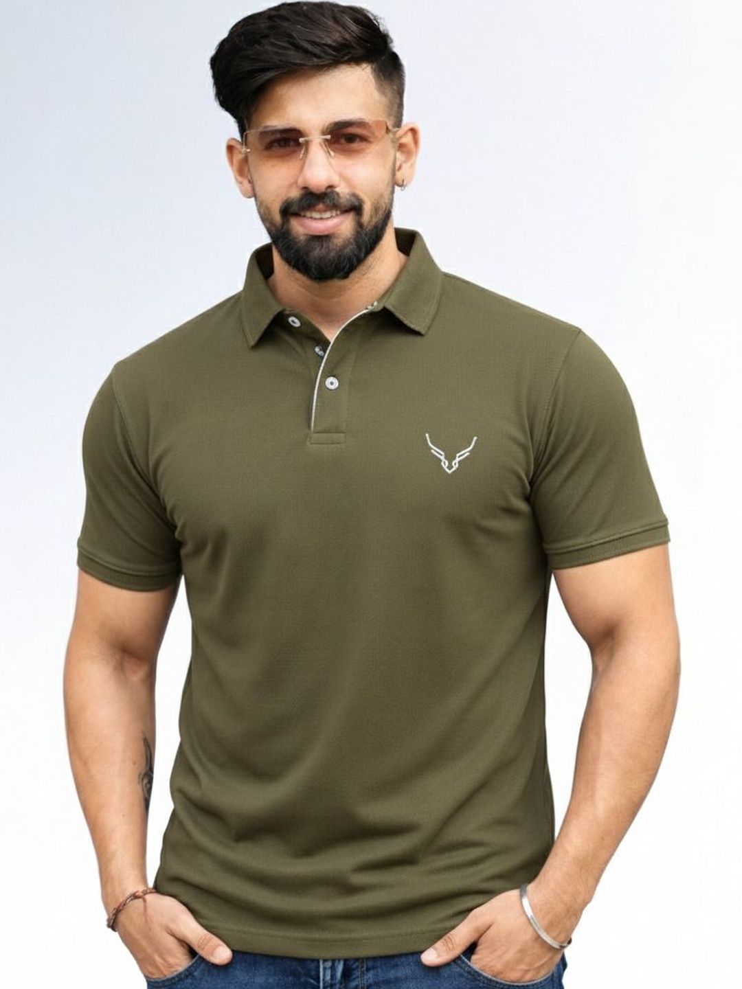 AVRIE Men Brand Logo Polo Collar T-shirt