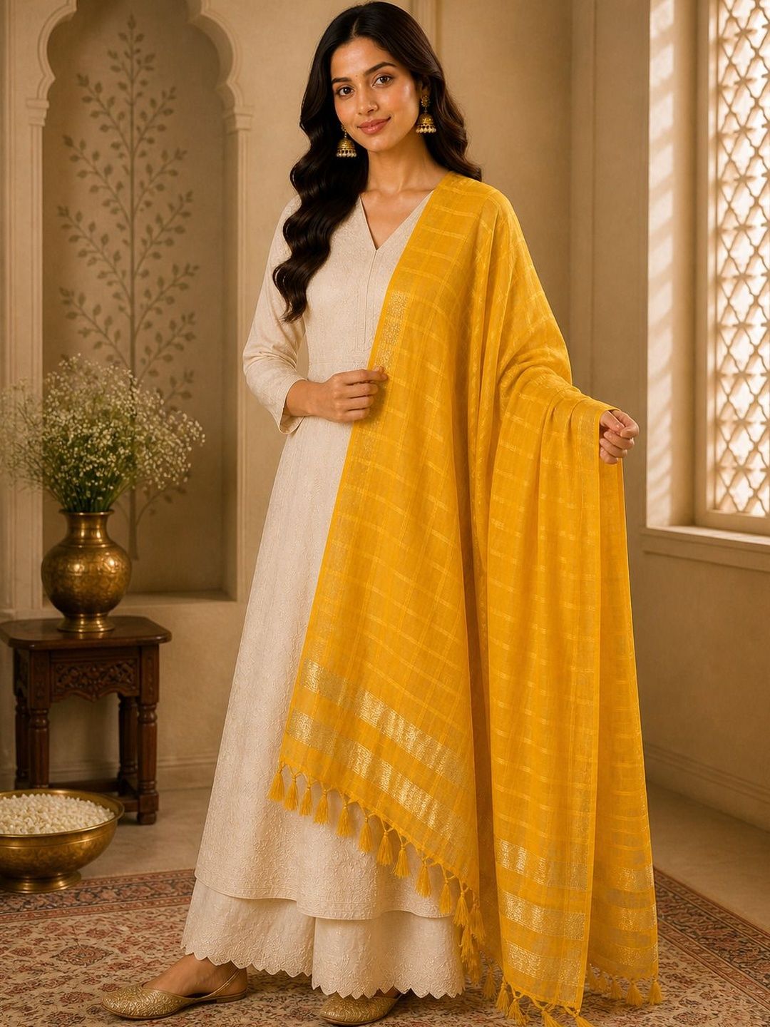 STUTI FASHION Woven Design Dupatta with Zari