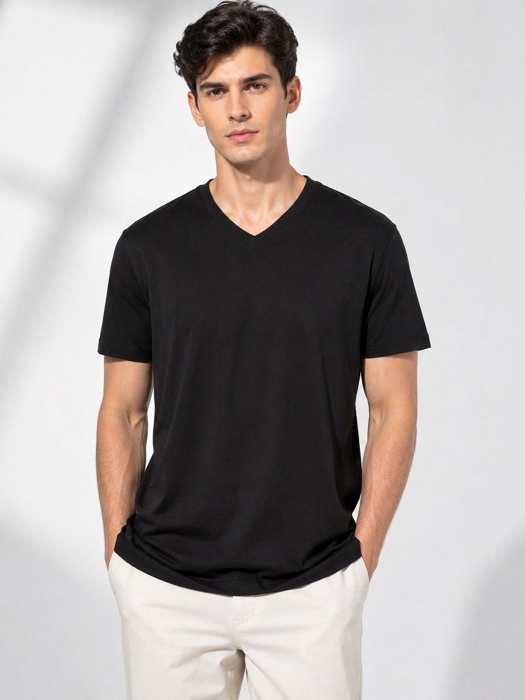 Adyavastram Men V-Neck T-shirt
