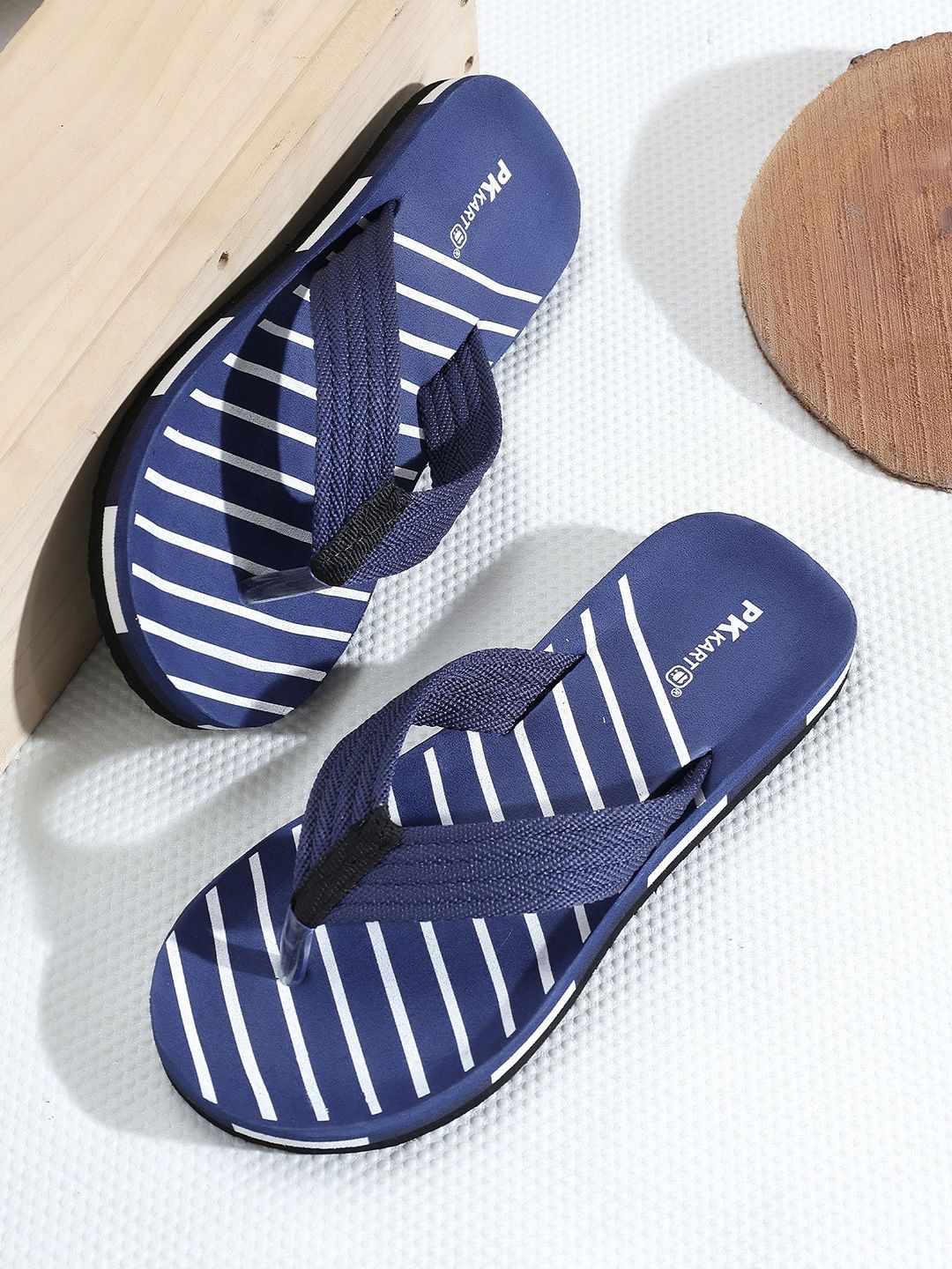 PKKART Men Striped Thong Flip-Flops