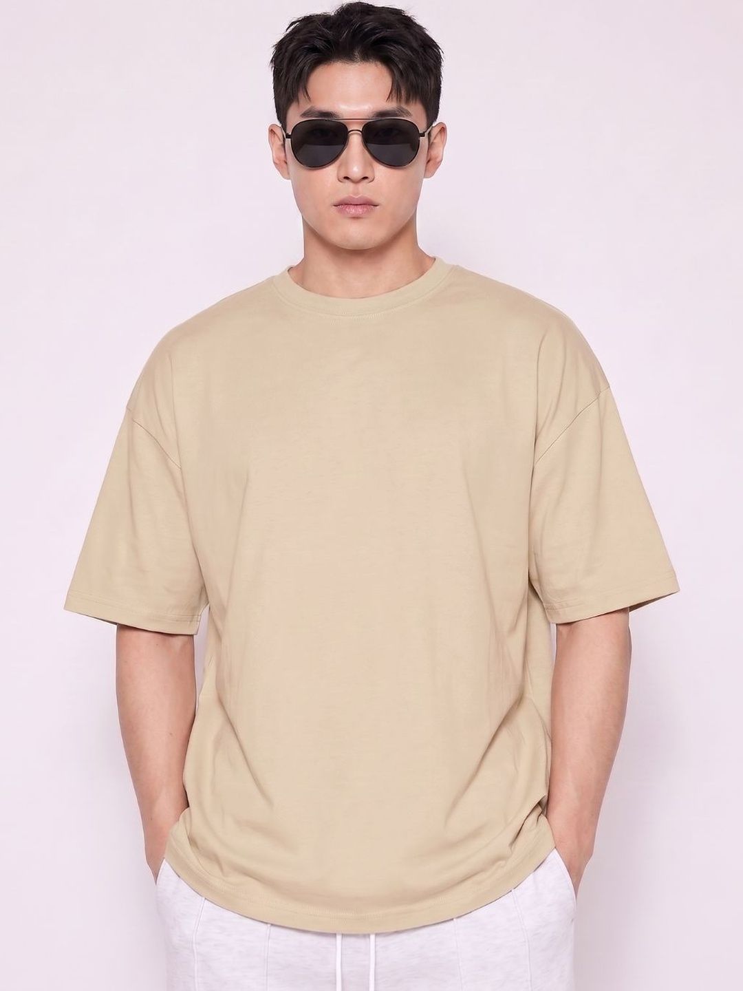 Men Boxy T-shirt Cloth N code Men Solid Baggy Fit T-Shirt