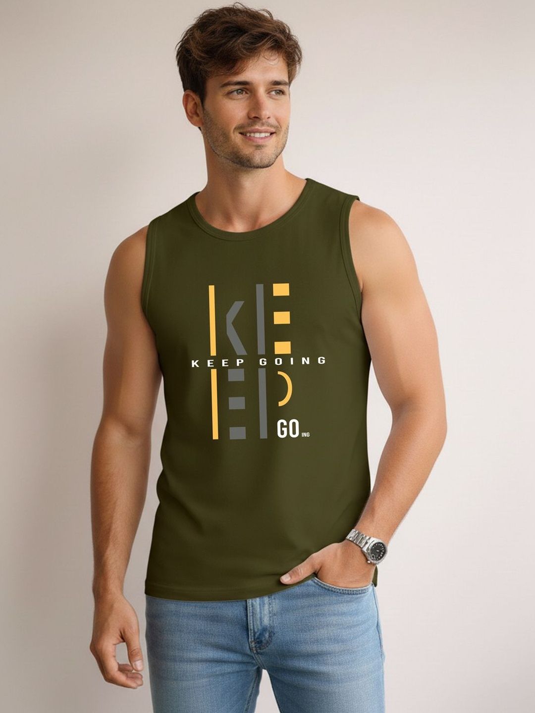MINISTRY OF FRIENDS Printed Assorted Cotton Gym Vest
