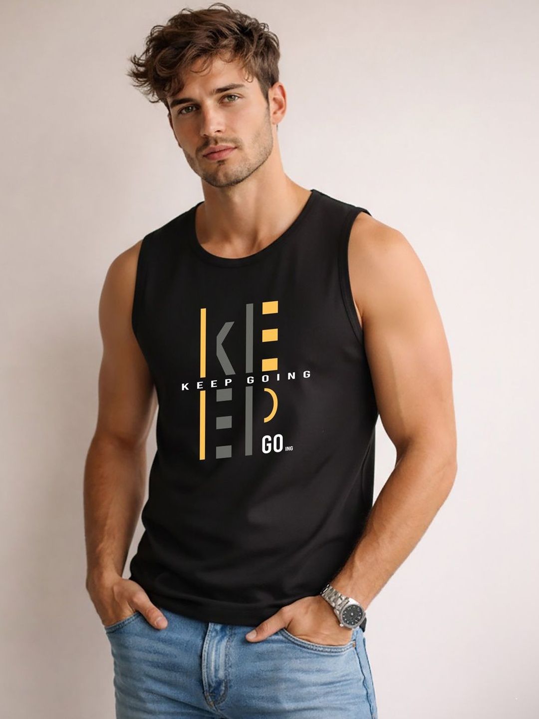 MINISTRY OF FRIENDS Printed Assorted Cotton Gym Vest