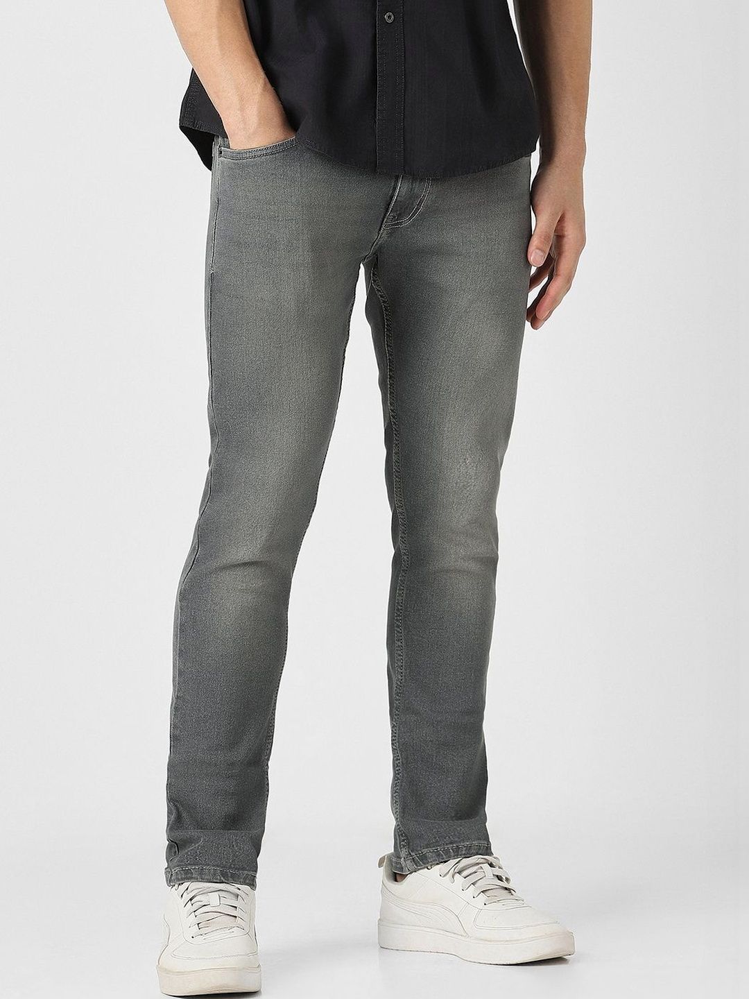 Peter England Casuals Men Grey Mid Wash Jeans