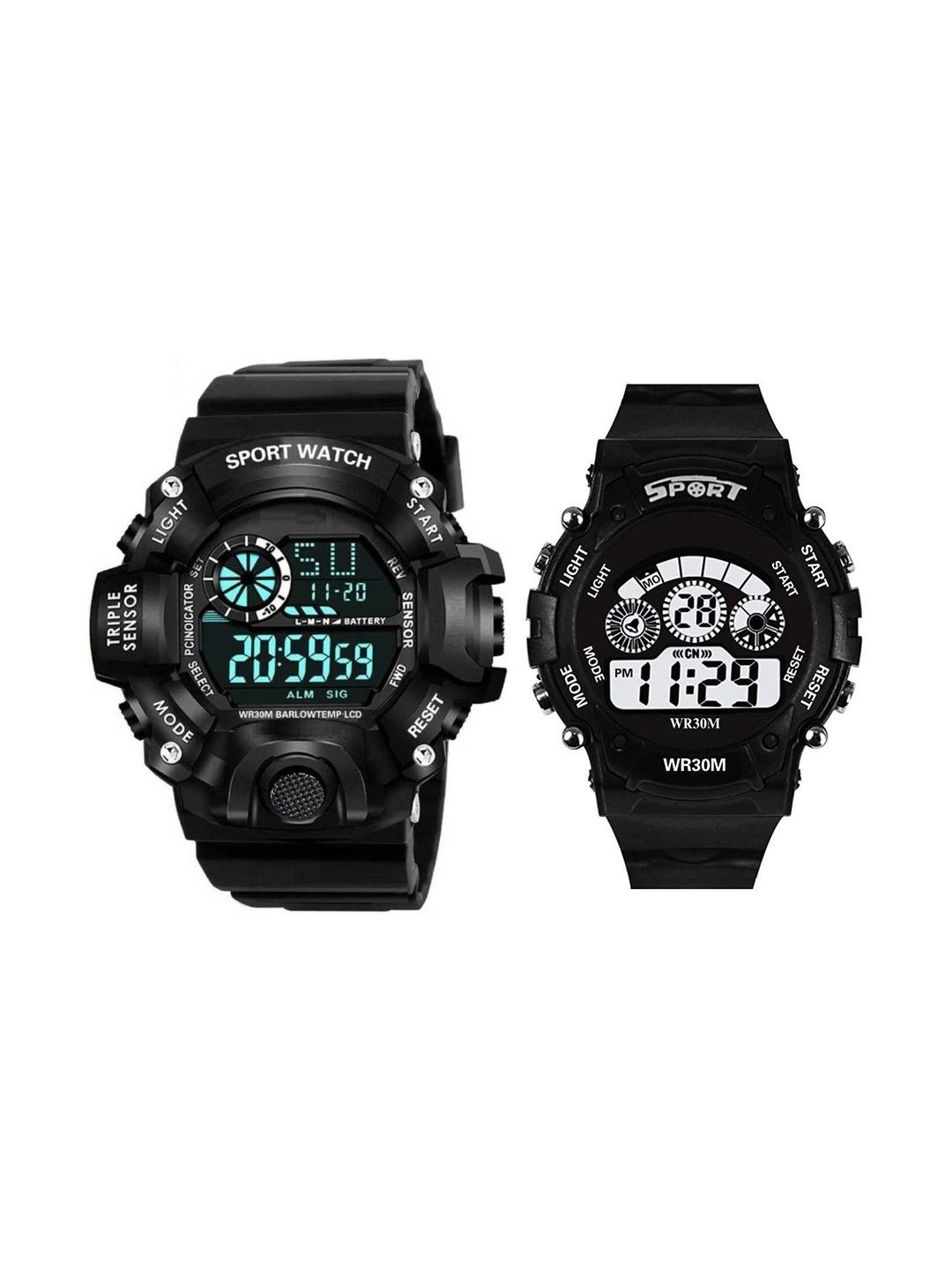 Brostin Brostin Boys Set Of 2 Dial & Straps Watches Black M-Shock Digital Watch 7-Light