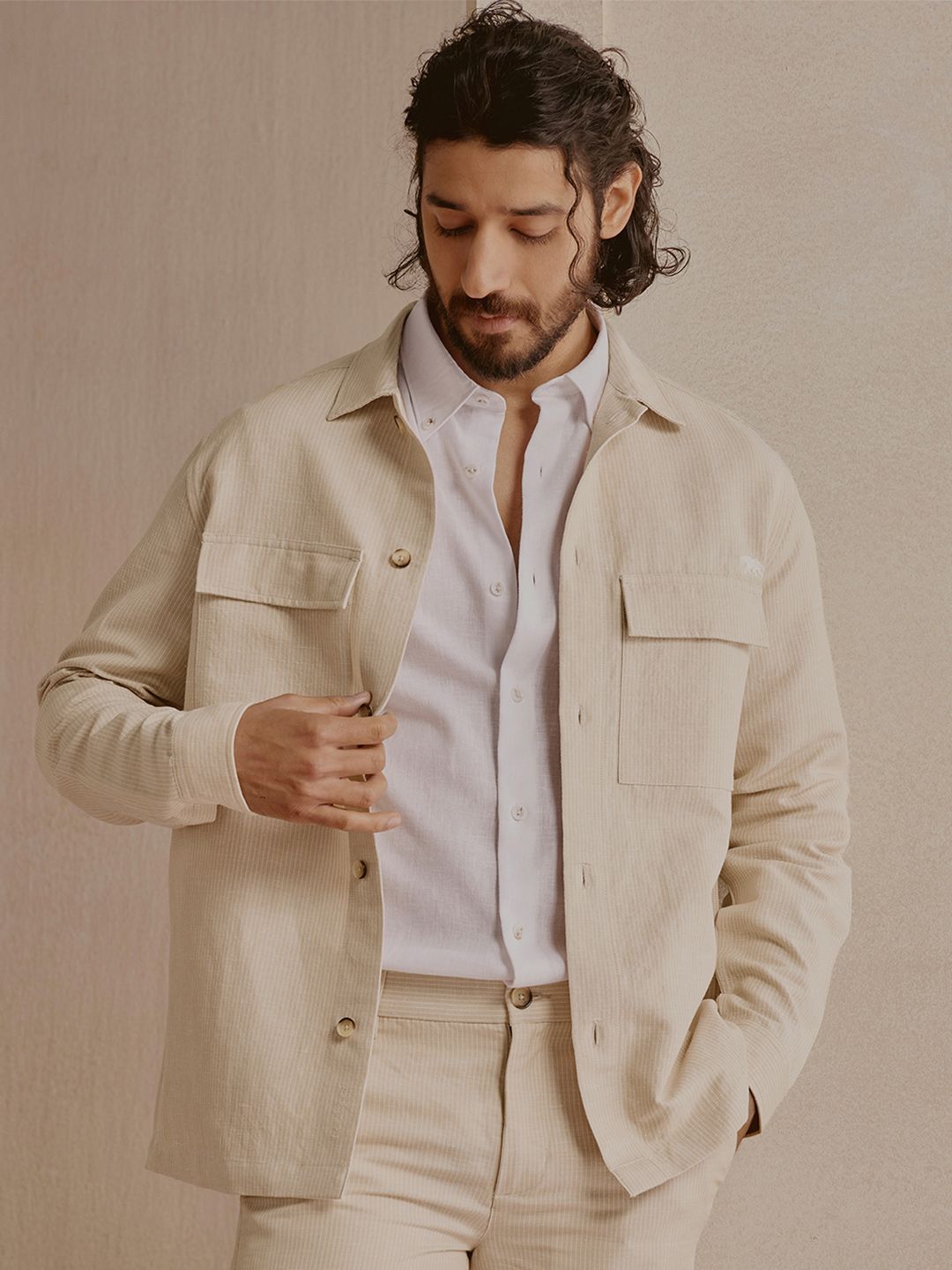 Andamen Men's Linen BCI Cotton Woven Embroidered Jacket