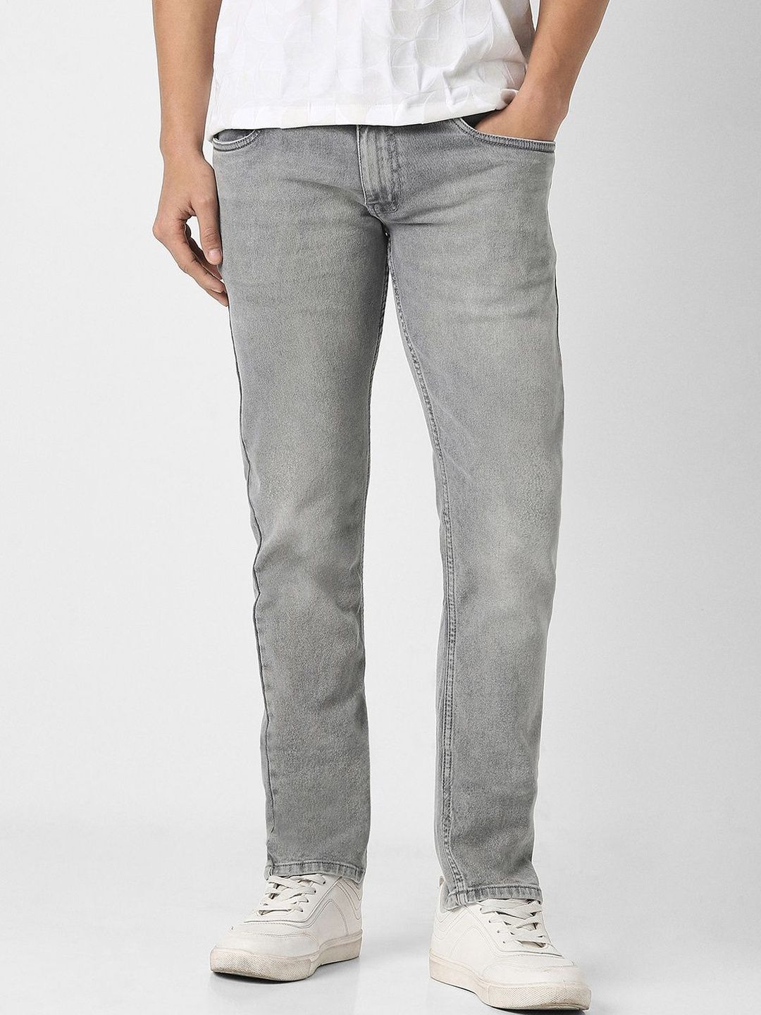 Peter England Casuals Men Grey Light Wash Jeans