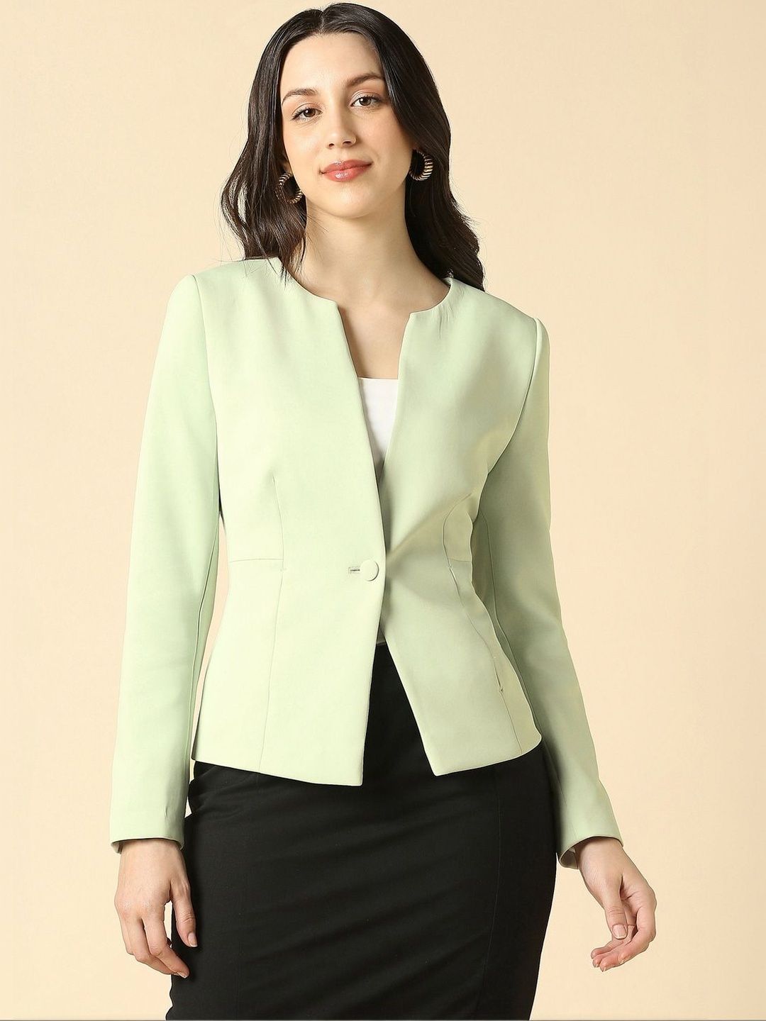 Allen Solly Woman Notched Lapel Single-Breasted Formal Blazers