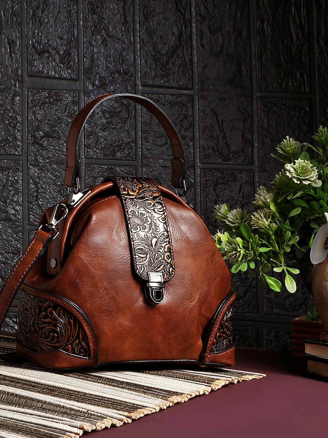 Exotic Exotic Women Textured Structured Leather Sling Bag