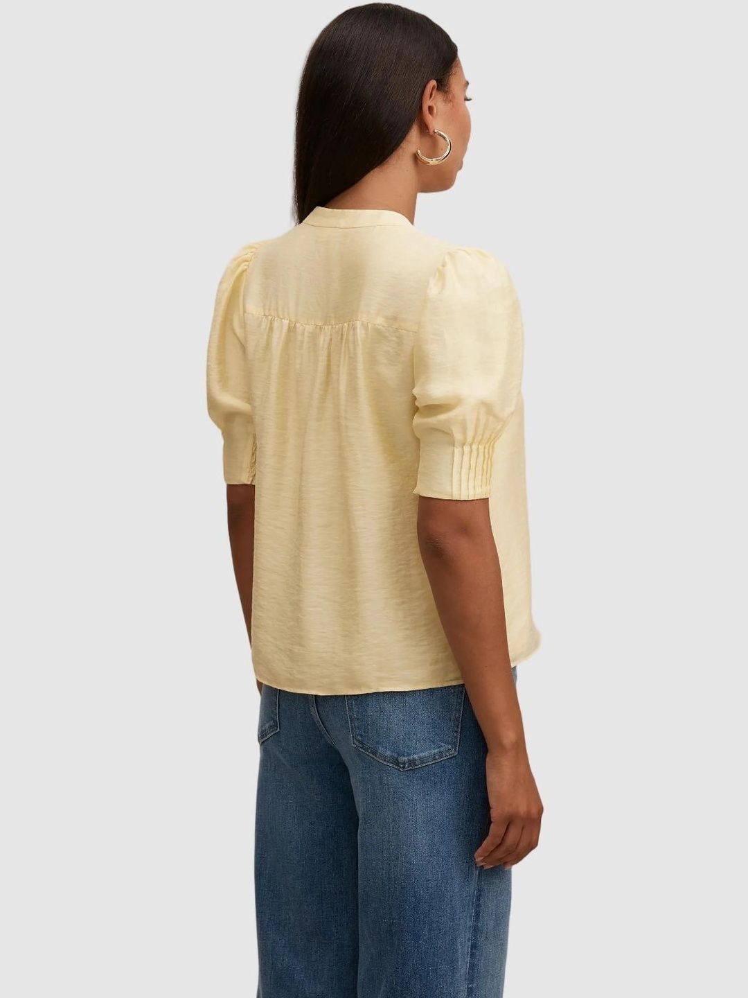 Mandarin Collar Puff Sleeve Top