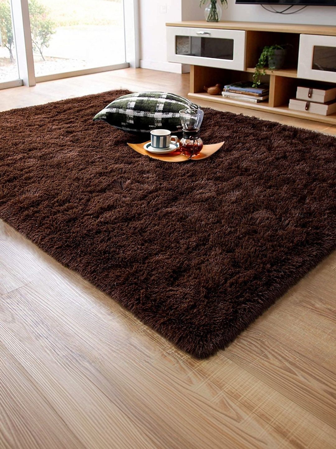 ZAMZAM CARPET ZAMZAM CARPET Brown Solid Handmade Polyester Carpet