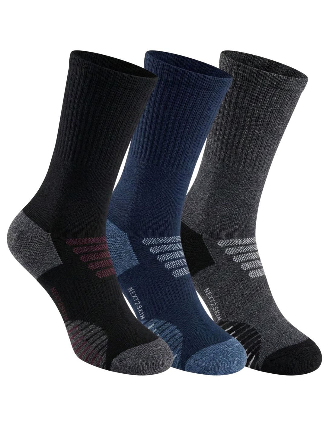 N2S NEXT2SKIN Men Pack of 3 Cotton Assorted Ankle Length Socks
