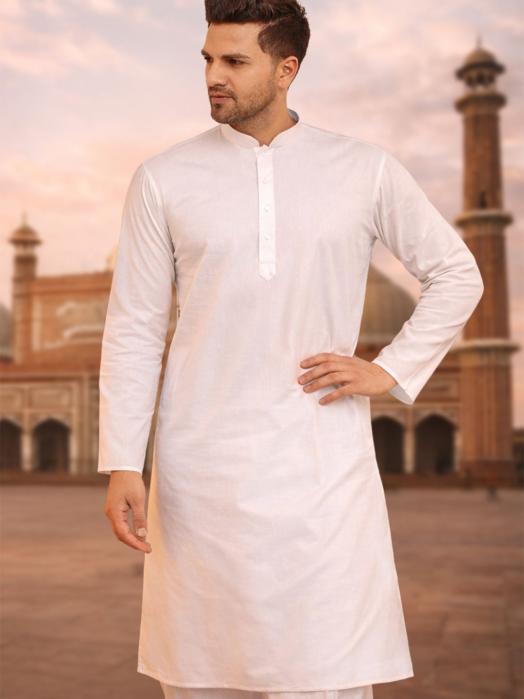 VASTRAMAY Men Cotton Solid Kurta