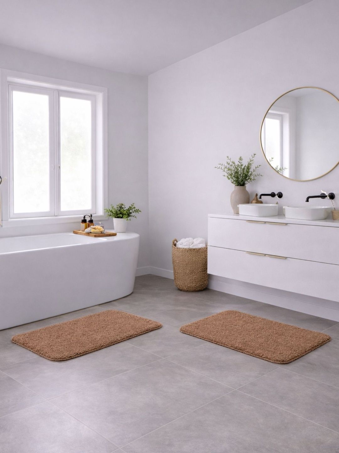 OBSESSIONS Pack Of 2 Camel Brown Bath Rugs
