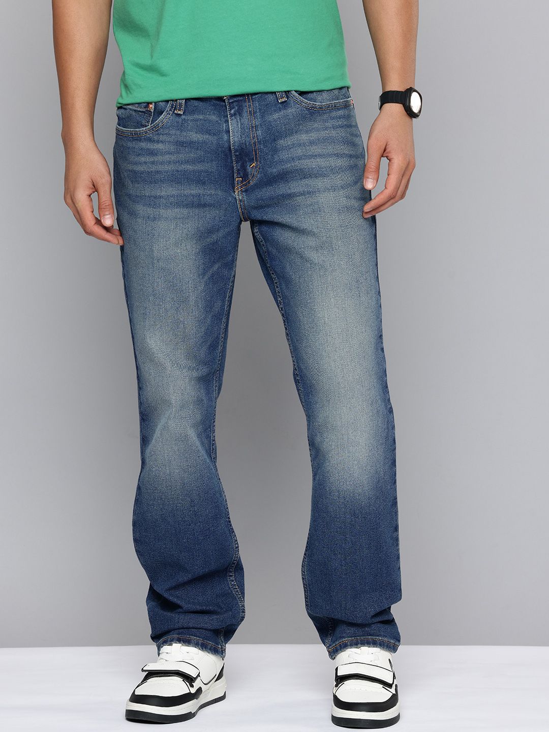 Buy Levis Men 541 Tapered Fit Mid-Rise Light Fade Stretchable