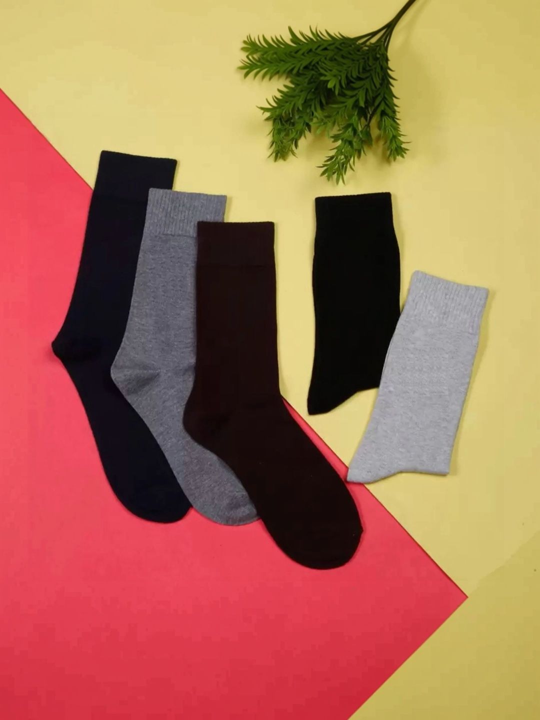 VAPINDIA Men Pack of 5 Cotton Calf Length Socks