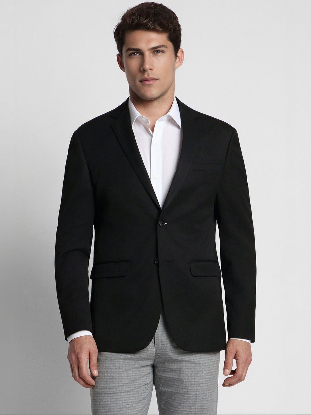 Peter England Notched Lapel Single-Breasted Slim Fit Formal Blazers