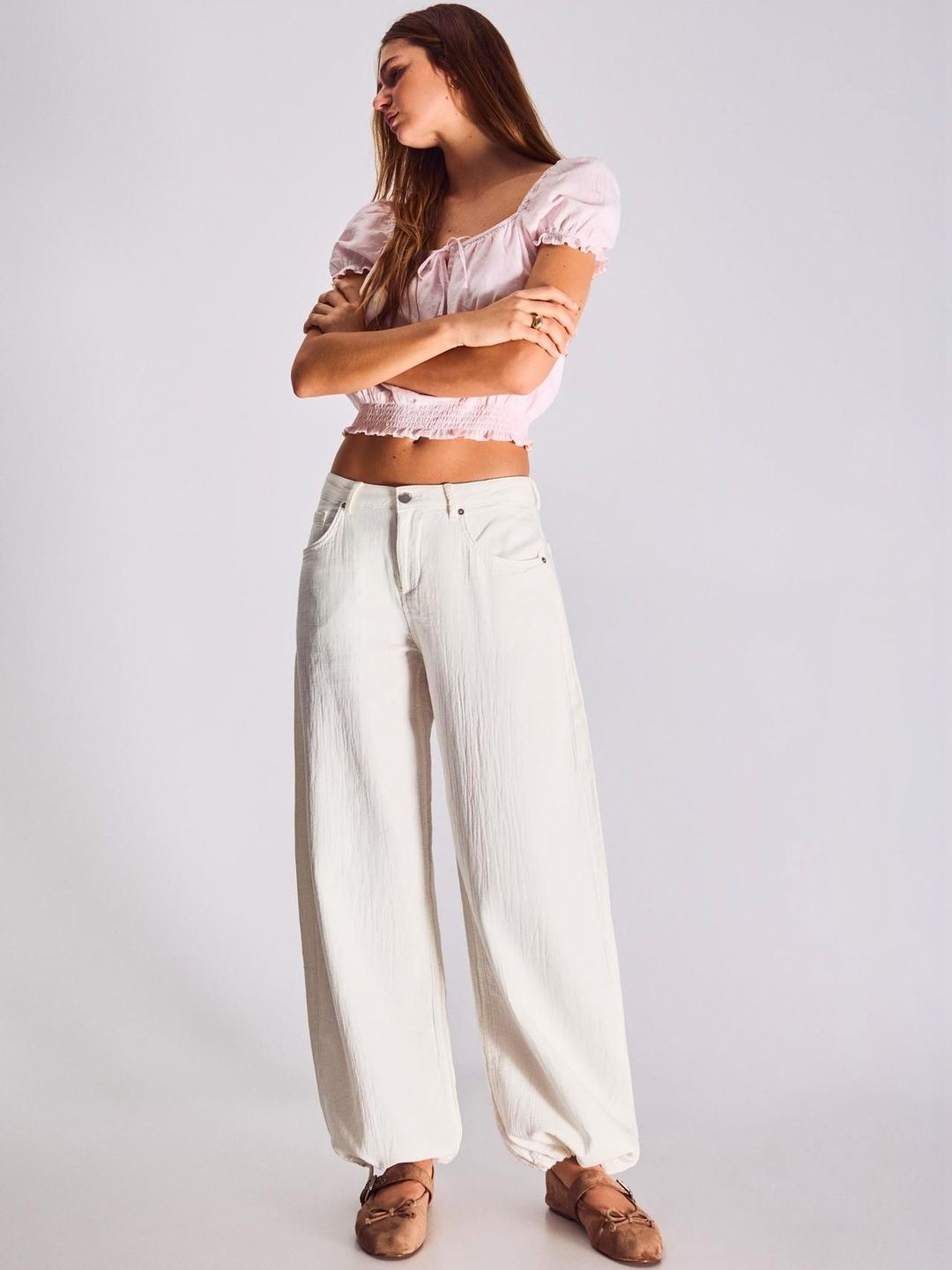 Low-Rise Wide-leg Balloon Jeans