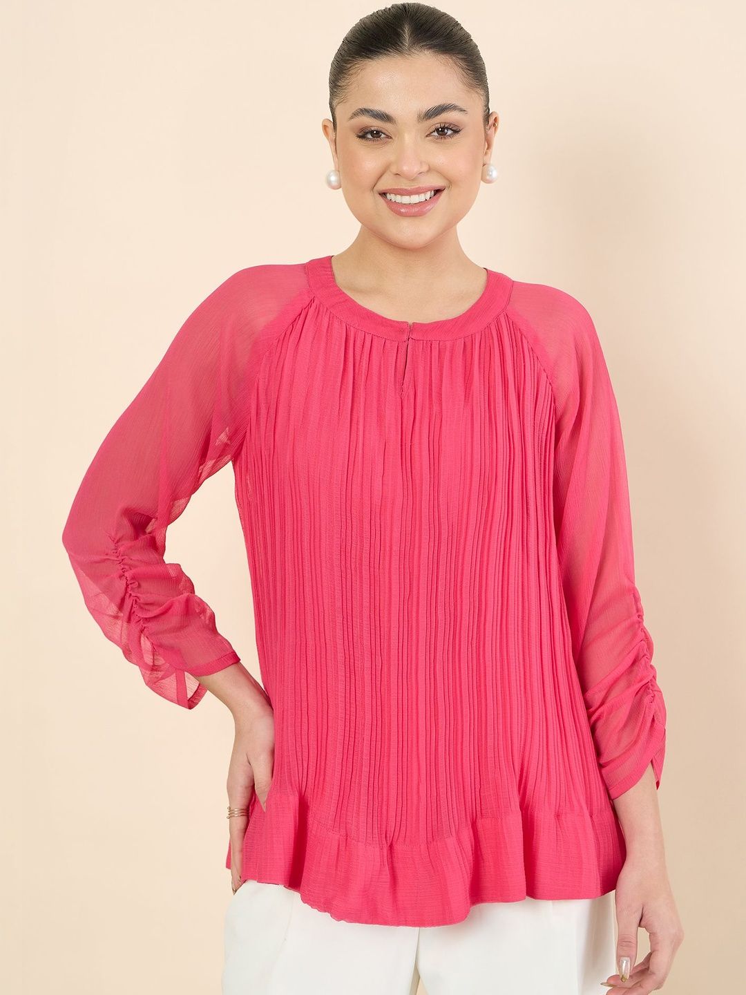 Chiffon Top Antheaa Chiffon Pleated Top