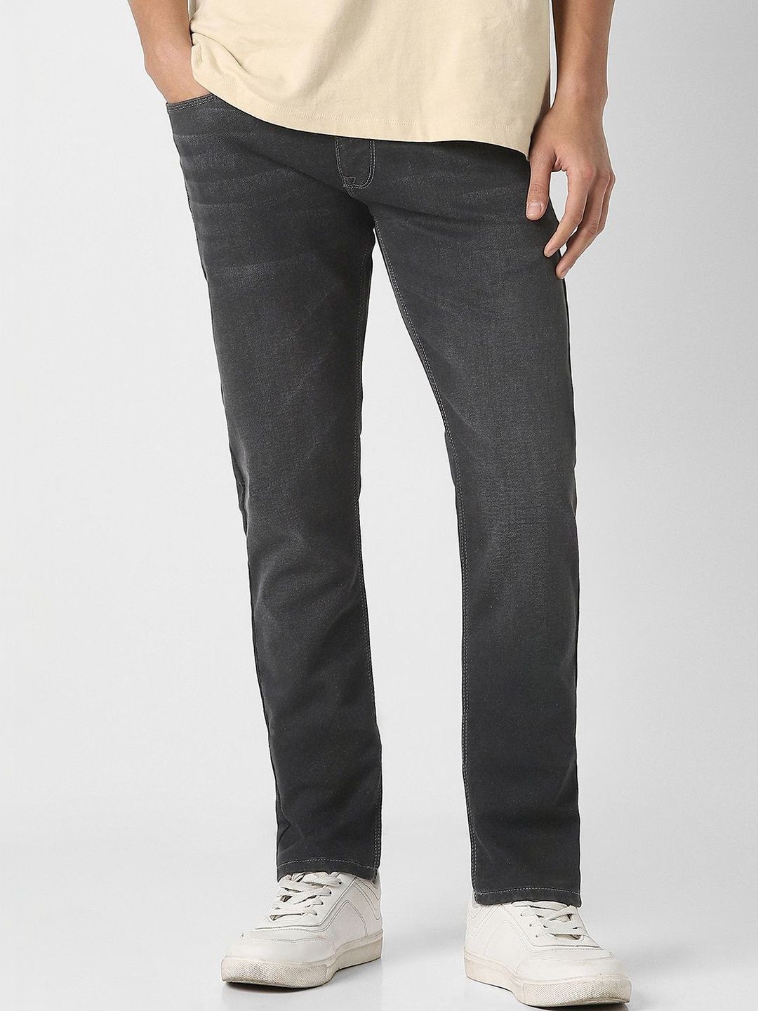 Peter England Casuals Men Black Mid Wash Jeans