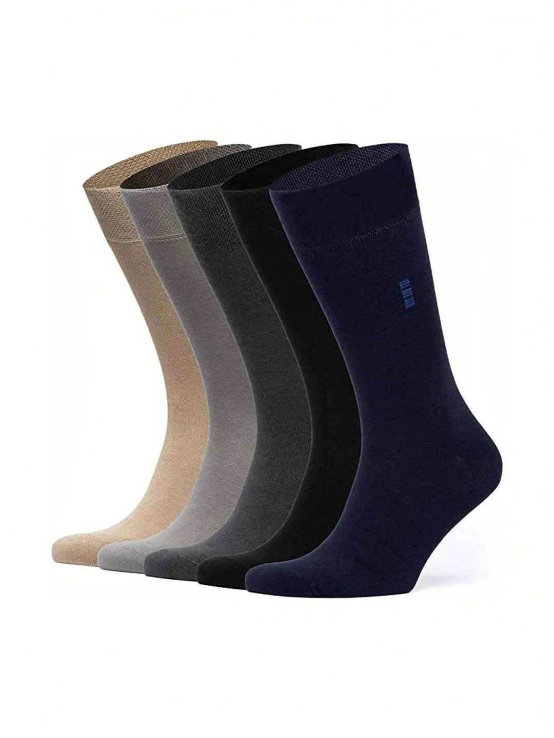 VAPINDIA Men Pack of 5 Cotton Calf Length Socks