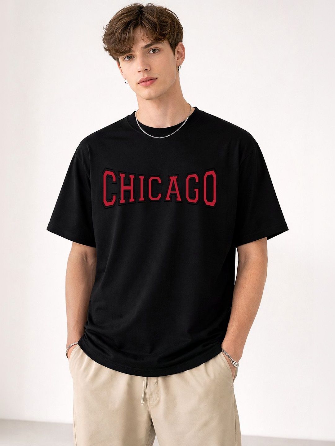 Mast & Harbour Men Typography Printed Round Neck Relaxed Fit T-shirt
