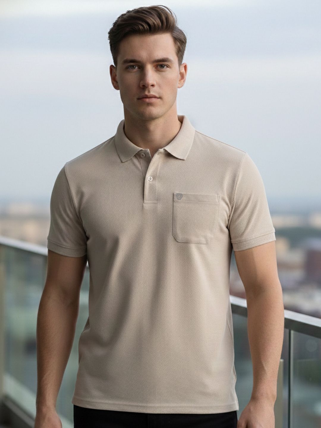 Lux Cozi Fillament Polo Collar Short Sleeves Lounge T-Shirt
